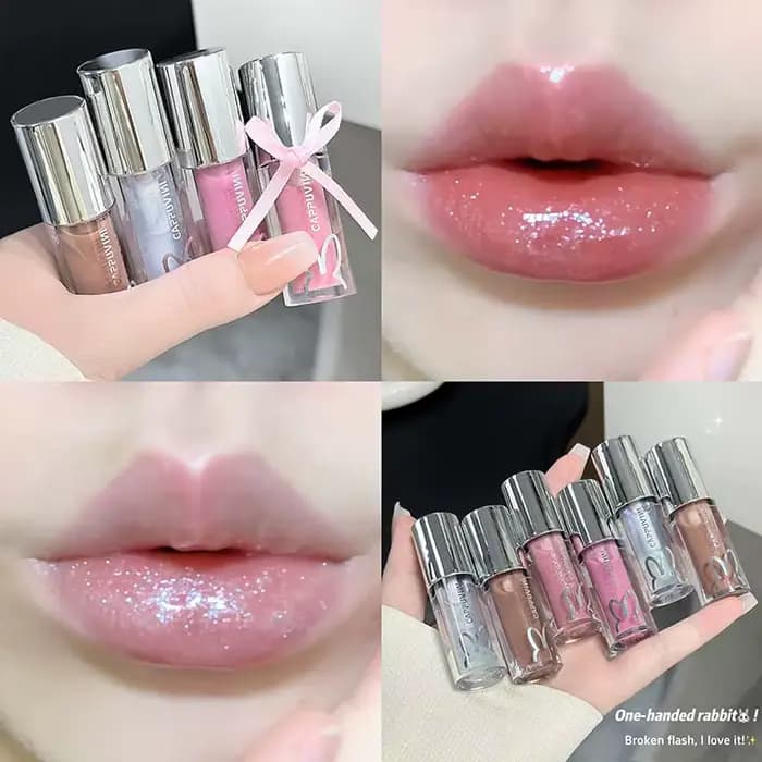 Brillant à lèvres brillant rose clair à l'eau